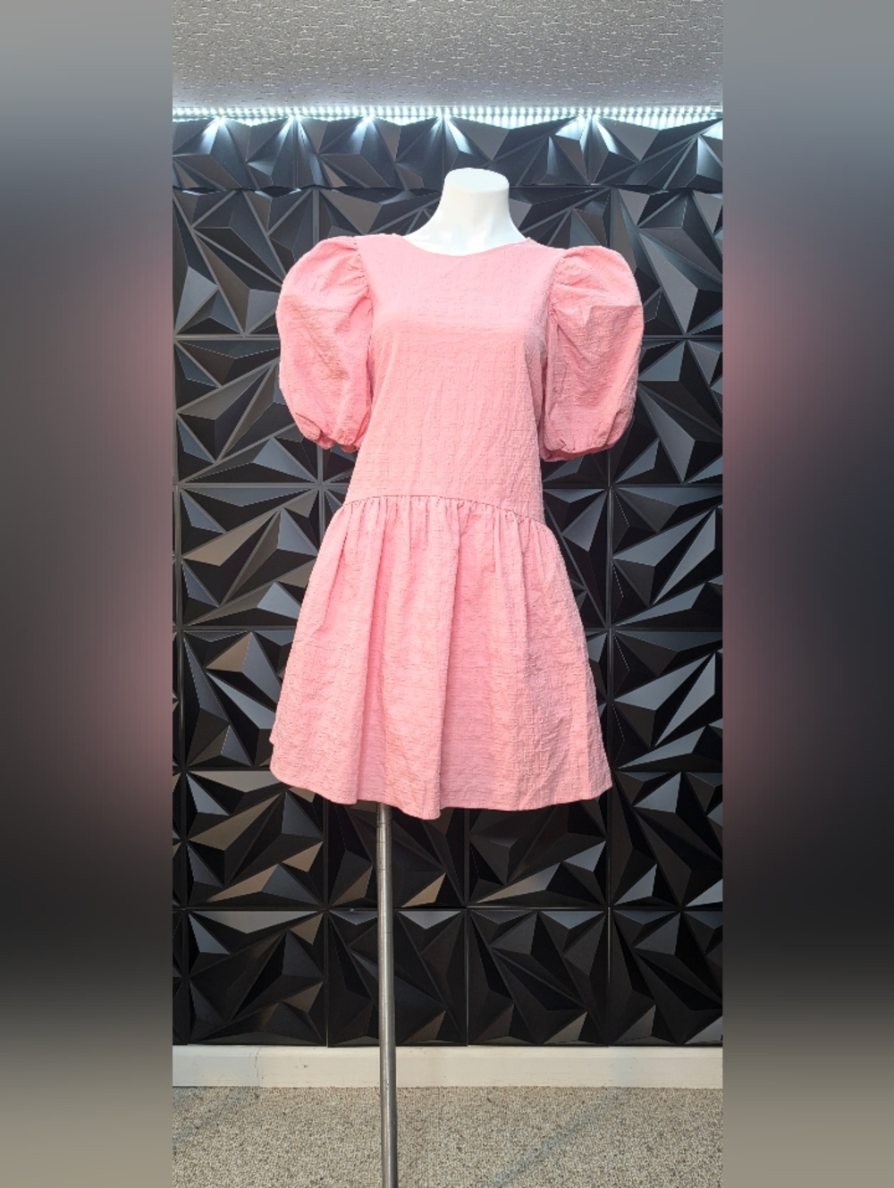 English Factory Pink Puff-Sleeve Tiered baby doll Dress - Picture 4 of 5